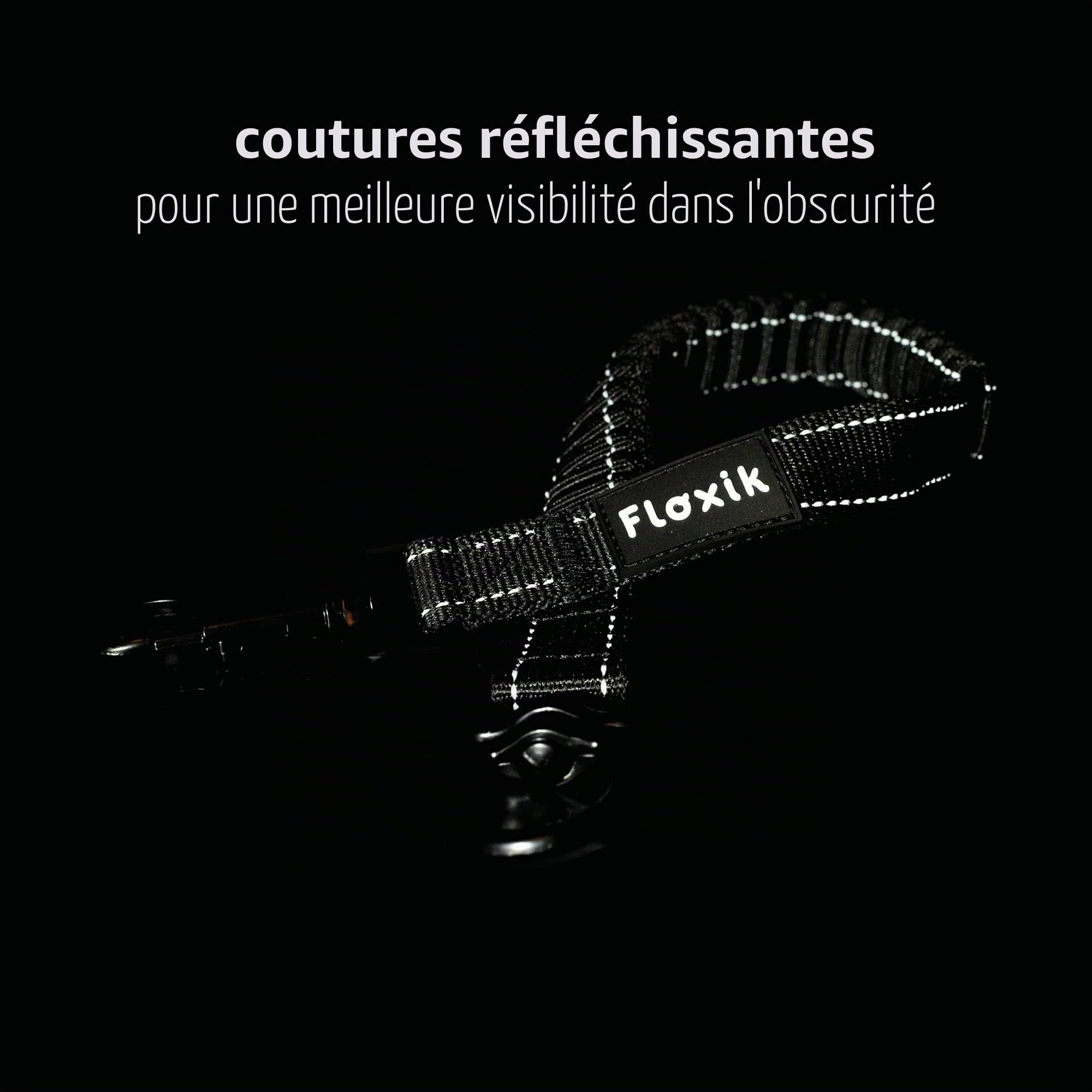 Floxik Amortisseur élastique petit pour chiens de taille moyenne | Rallonge de laisse élastique pour chaque laisse de chien | Idéal pour le jogging, le cyclisme et la promenade Noir