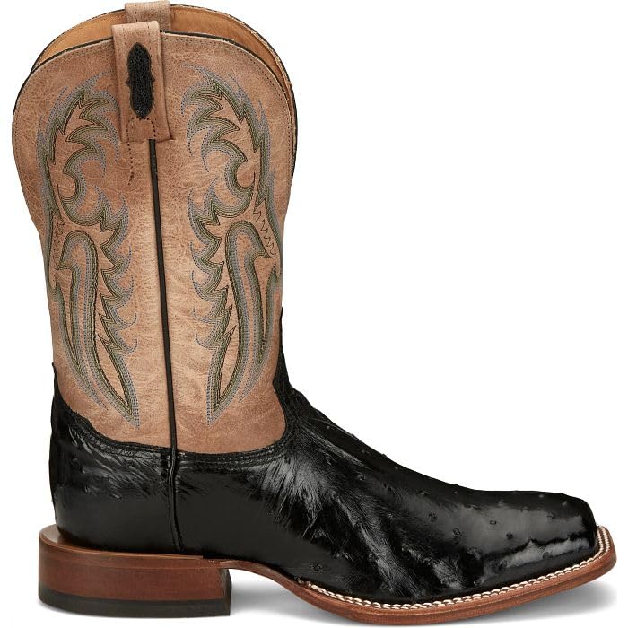 Tony Lama Castillo 11'' Full Quill Ostrich Men's Western Boots – Premium Leather, Durable Design, Comfortable Fit, Onyx - 12 D2
