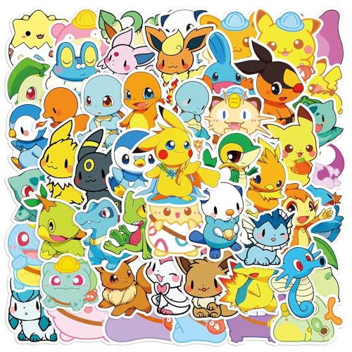 50Pcs Cartoon Poke Stickers for Kids Vinyl Waterproof Game Monster Decal for Water Bottle Laptop Sticker for DIY Decorate Bumper Phone Hard Hat Kids Teens Gifts (BKM50)