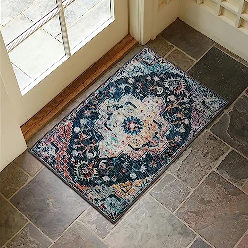 Collive Washable Indoor Doormat, Non Slip Retro Floor Mat 20' x 32' Area Rug Quick Absorbent Entrance Rug Distressed Front Door Mat, Welcome Mats Entryway Rug Doormats for Kitchen Home Patio