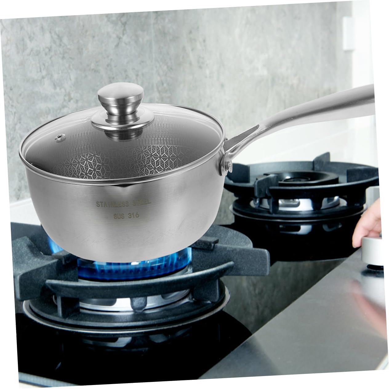 Stainless Steel Honeycomb Non-stick Cooking Pot with Lid Kitchen Saucepan for Frying and Boiling and Easy to Clean Suitable for Everyday Use