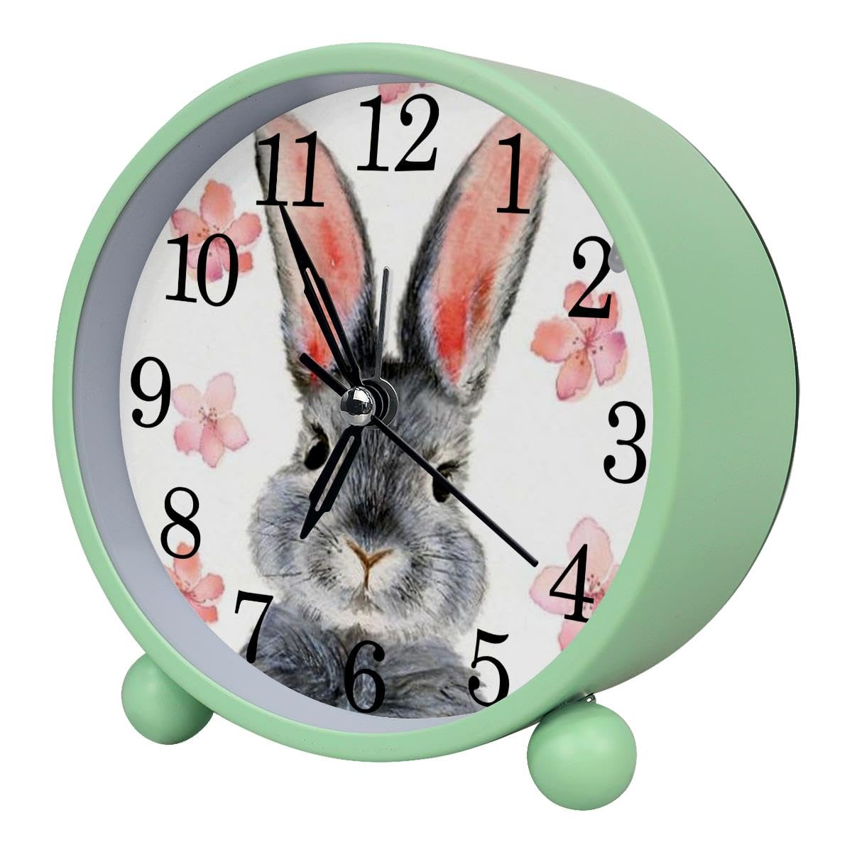Luoweisi Alarm Clock Easter Rabbit, Silent Non-Ticking with Night Light