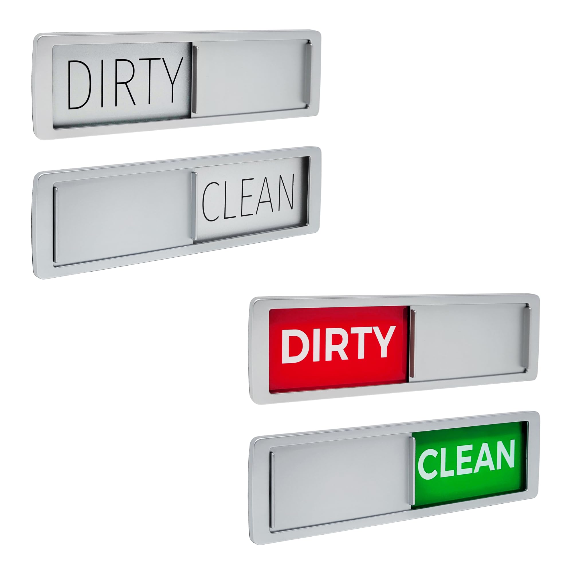 MIMILUSet of 2 Variations Styles Dishwasher Magnet Clean Dirty Sign by Stackd - Easy to Read & Slide w. Optional Adhesive Stickers. Stylish, Large Text & Color Coded. (2-Variation-Pack)