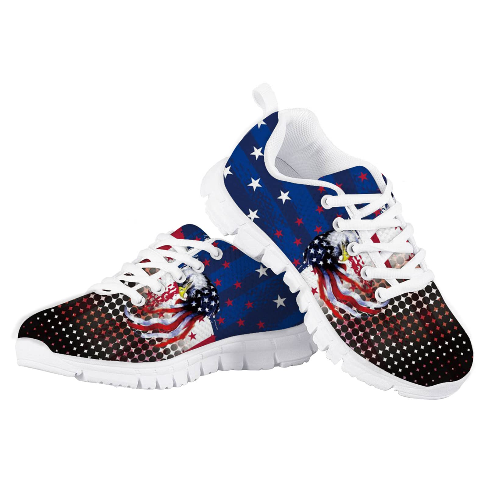 LedBack American Flag Eagle Unisex Kids Sneakers Breathable Knit Running Shoes Lightweight Athletic Walking Tennis Shoes