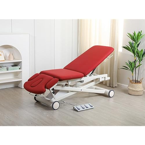 7 Section Electric Hi-Lo Physical Therapy Table, Professional Adjustable Treatment Table with Wheels, Navy Blue (Pink)