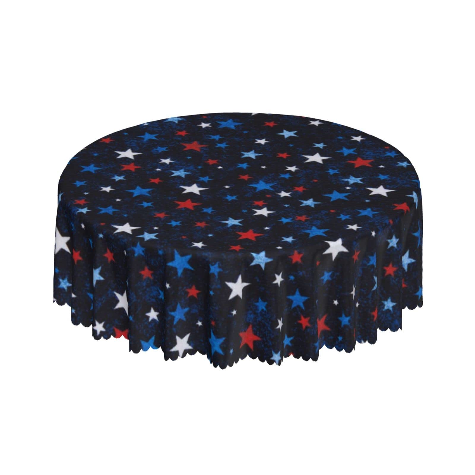 Lsjuee Vintage Patriotic Star Round Tablecloth 60 Inch Printed Washable Tablecloth for Dining Party Holiday Fall Home Decorative