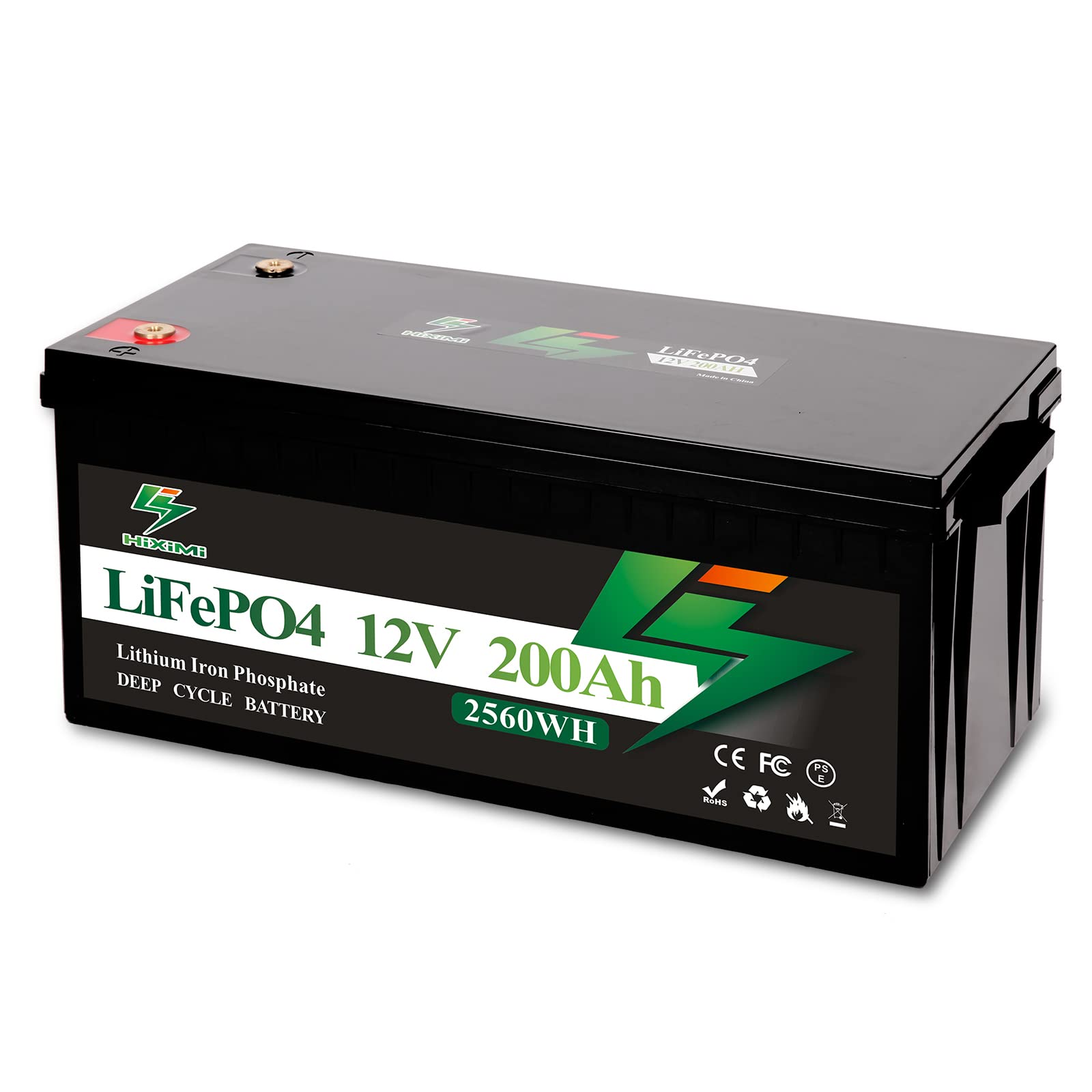 HiXiMi 12V 200Ah LiFePO4 Lithium Battery, Lithium Iron Phosphate Rechargeable Battery with 100A BMS For Solar Systems, RV, Boats, Camping, Camping, UPS Power Supply
