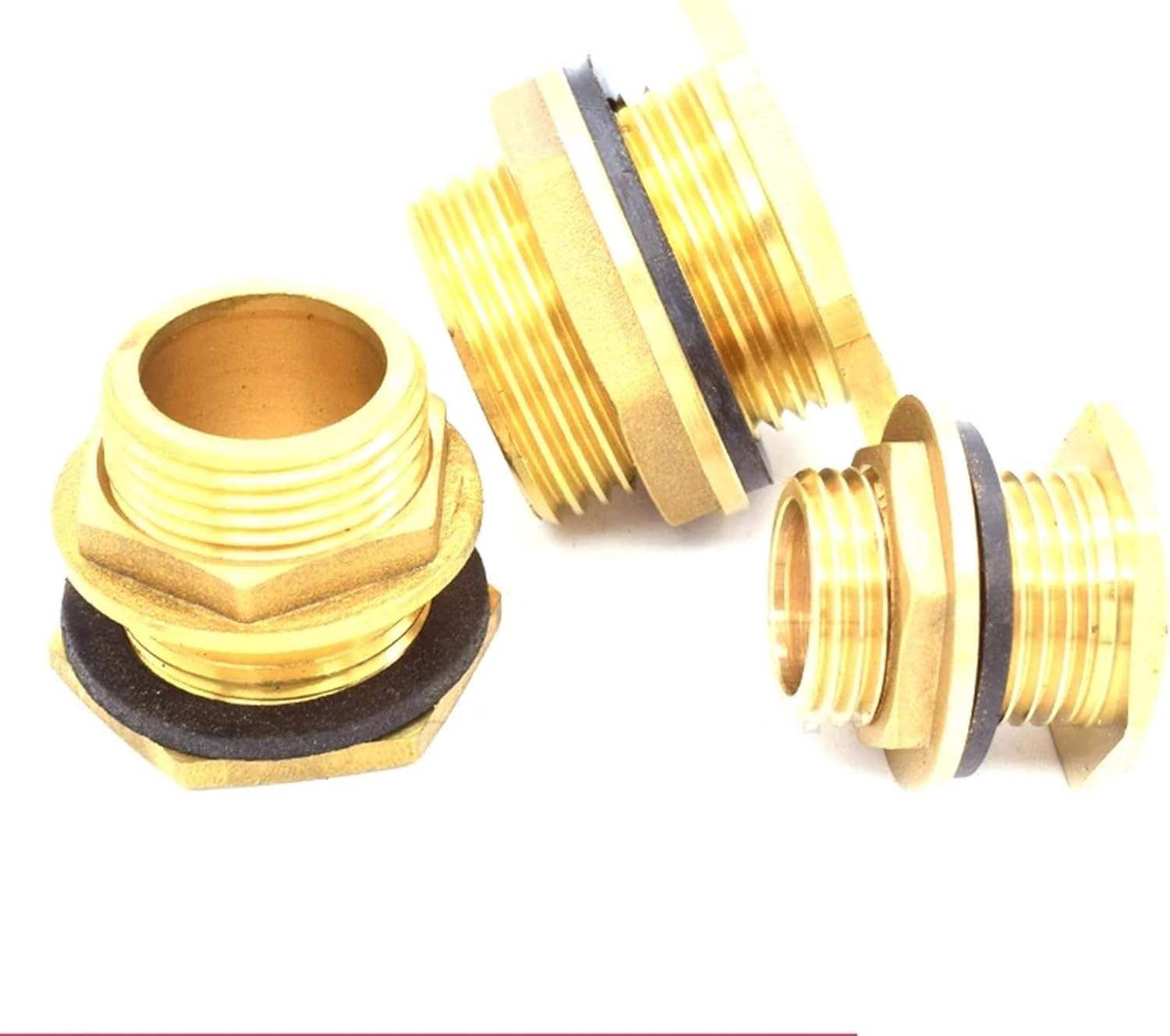 2PCS Fish Tank Adapter 1/2" 3/4" 1" Male Thread Brass Pipe Single Loose Key Swivel Fitting Nut Water Tank Jointer Connector Copper(45720)