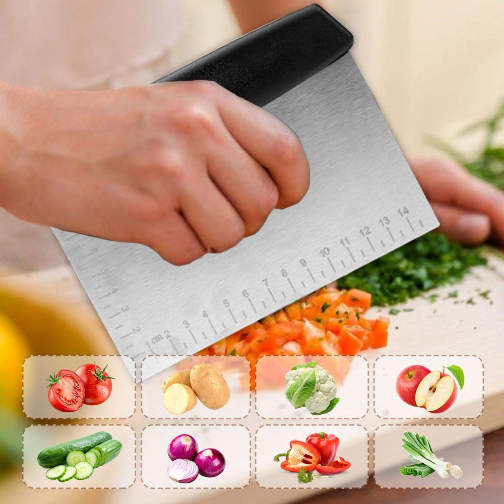 2 Pezzi Raschietto Cucina,16 Cm Raschietto Per Pasta In Acciaio - Foto 4