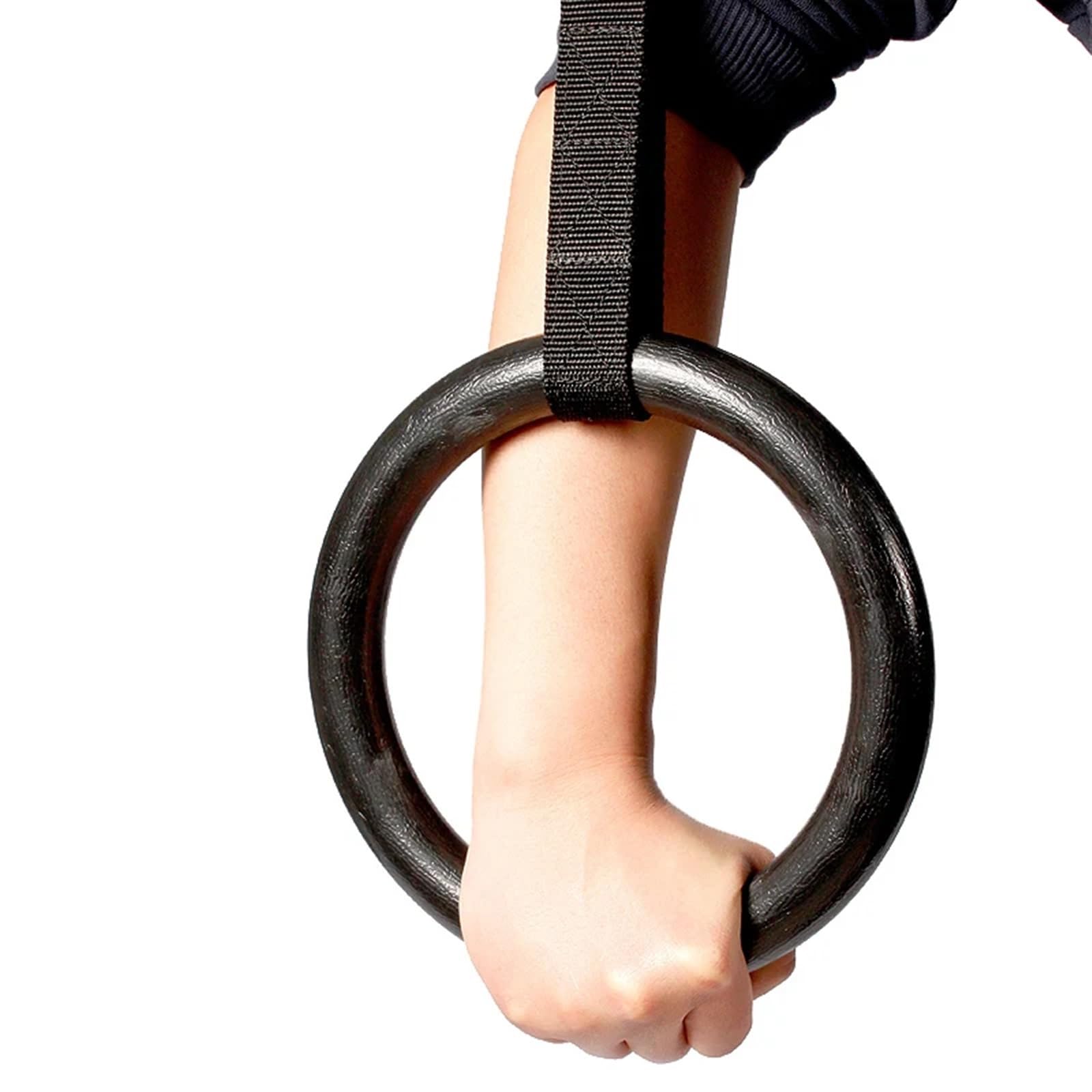 Anelli da Ginnastica Anelli da Ginnastica ABS 28 mm Palestra for trazioni for Allenamento della Forza del Corpo Regolabili Neri
