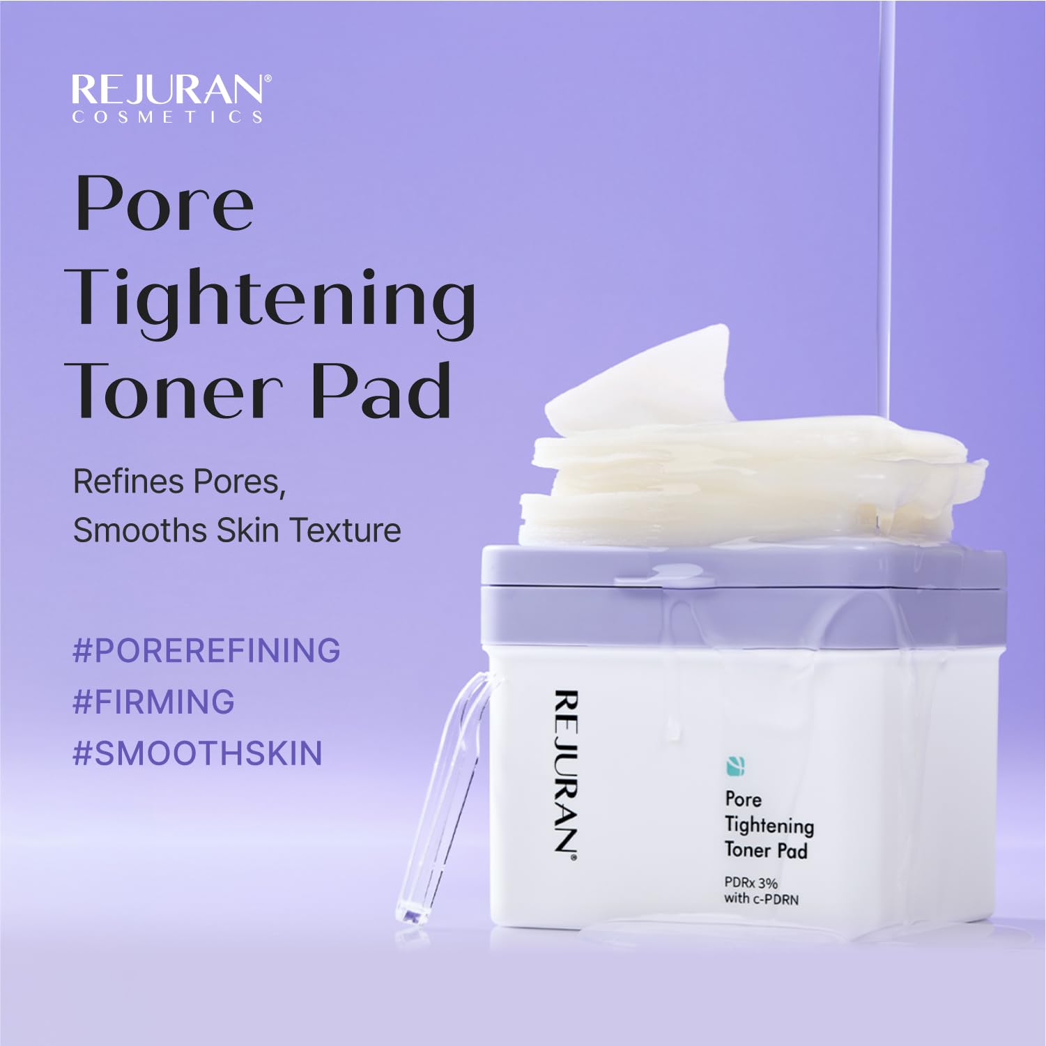 REJURAN Disques Toniques Resserrant Les Pores, Pdrx 3% Avec Dot C Pdrn. Disques Nettoyants Et Rafraîchissants Pour Les Pores, Pour Une Peau Équilibrée, 60 Disques (1 Paquet) Nerpad
