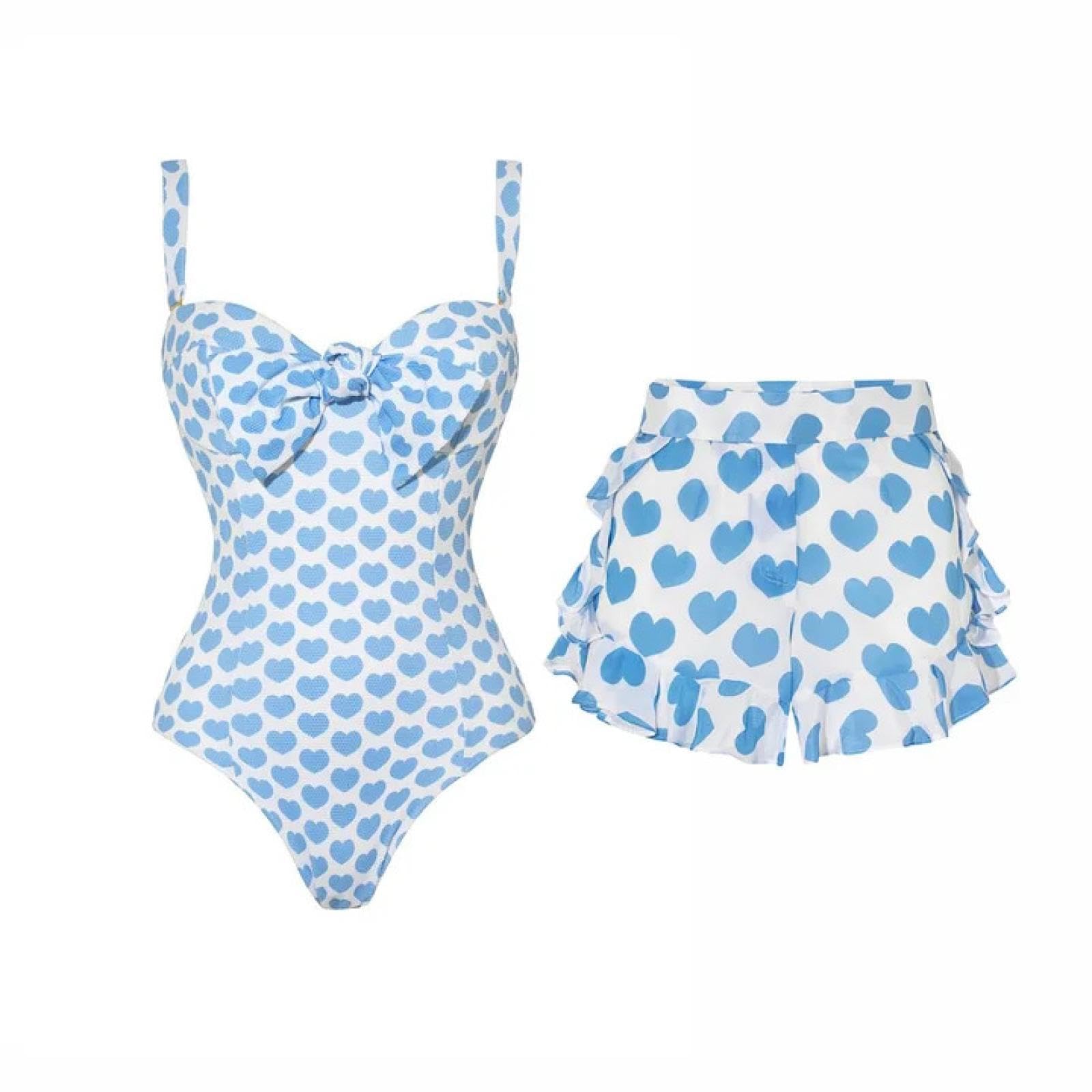 Bikini da donna a vita alta, costume da bagno con stampa a pois e gonna copricostume, per spiaggia, piscina, vacanze