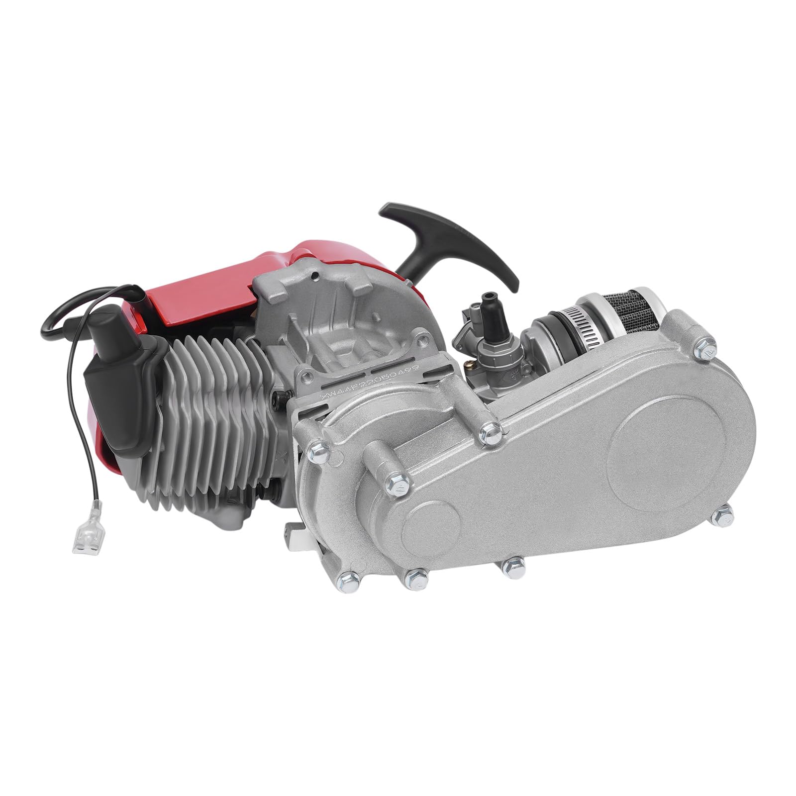 Motore 49cc Mini Moto, Motore a Due Tempi Monocilindrico, Raffreddato ad Aria, 1,7kW/3PS,Carburatore a Galleggiante,Avviamento a Fune Automatico,Alta Potenza e Durata,Compatibile Pocket Bike