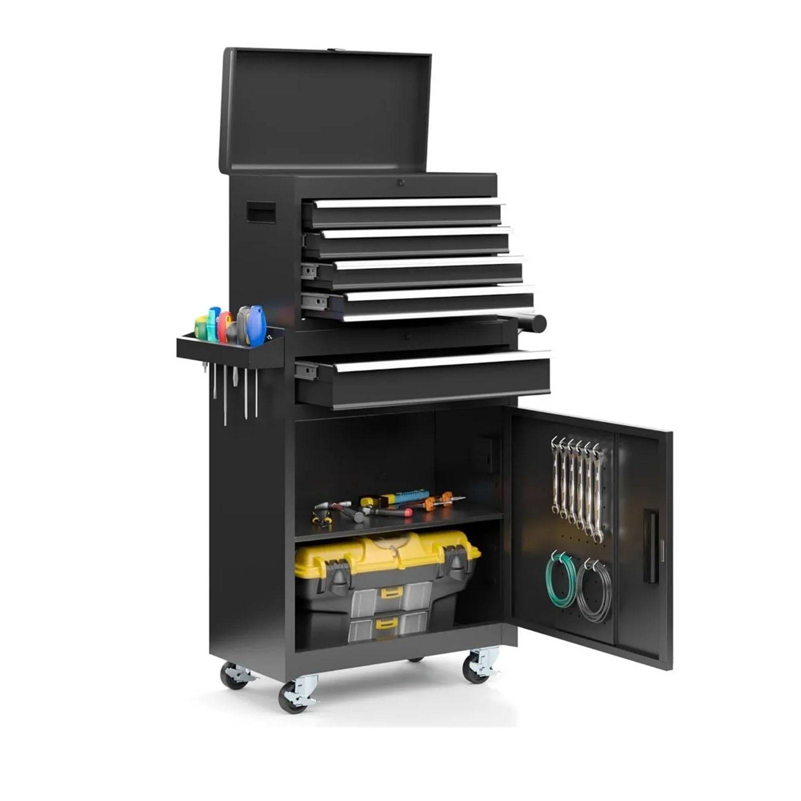 Fzl02068lm One Color Tool Case 5-Drawer Rolling Tool Cabinets, Detachable Top Toolboxes And Lockable Wheels Cart Storage Solution