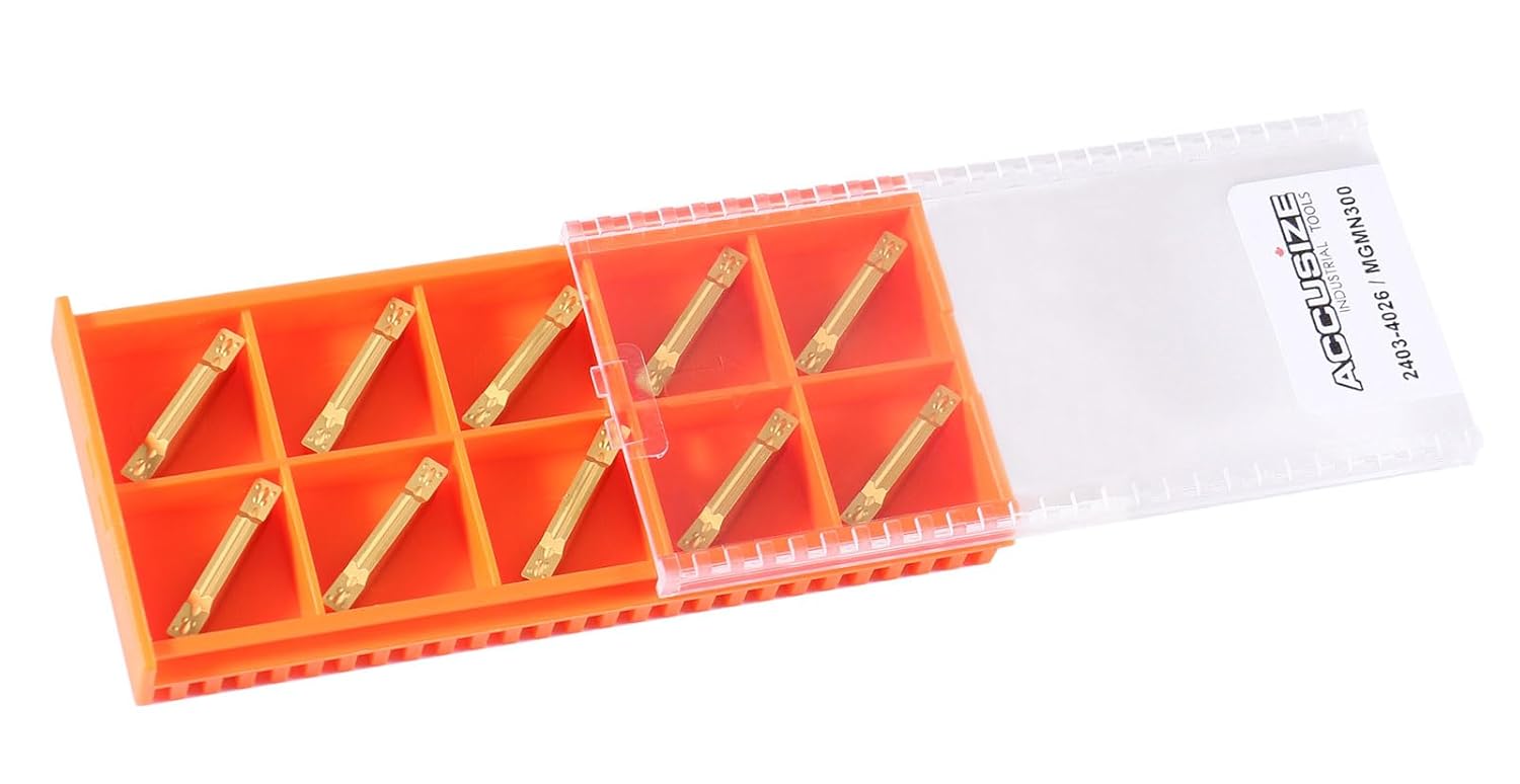 Accusize Industrial Tools Mgmn300 Tin Coated Carbide Inserts, 10 Pcs/Box, 2403-4026x10