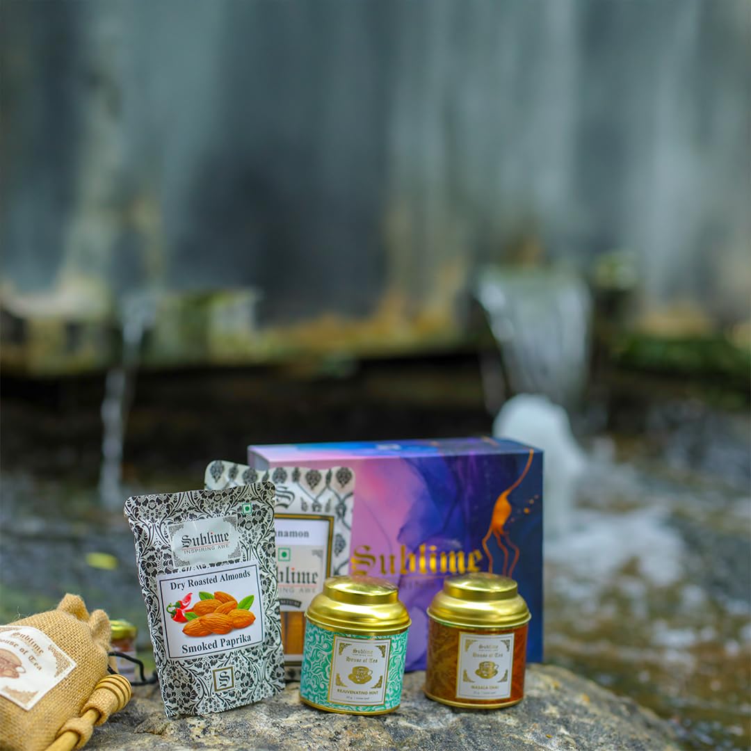 Sublime House of Tea Royal Gift Box, Loose Tea, Dry Fruits & Spices - 150g, Pack of 1