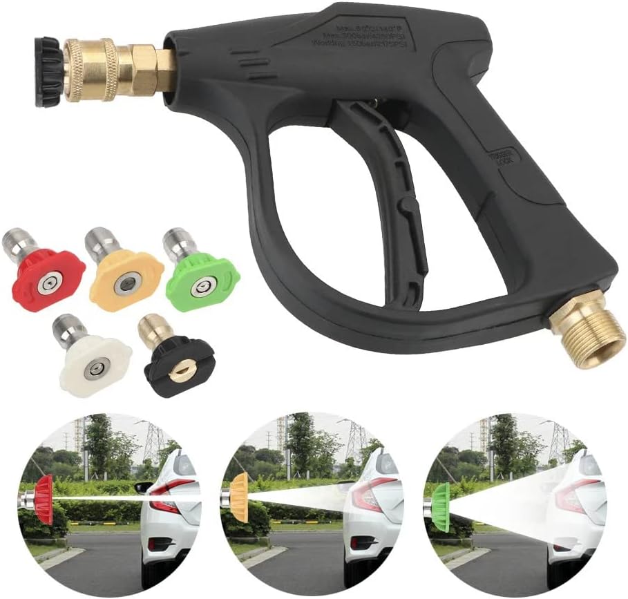 Beauenty High Pressure Washer Gun, 3000 PSI Car Washer Gun With 5 Color