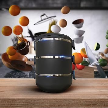 Invitation Freshbox Smoked 3 Layers Leak Proof Food Thermo Lunch Stone Special Series, Special Color 1.8 Liters