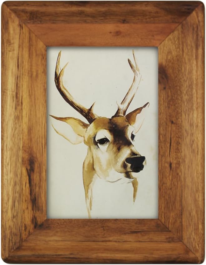 4x6 Wood Picture Frame with Glass Front,Rustic Handmade Burlywood Photo Frames for Table Top Display and Wall mounting