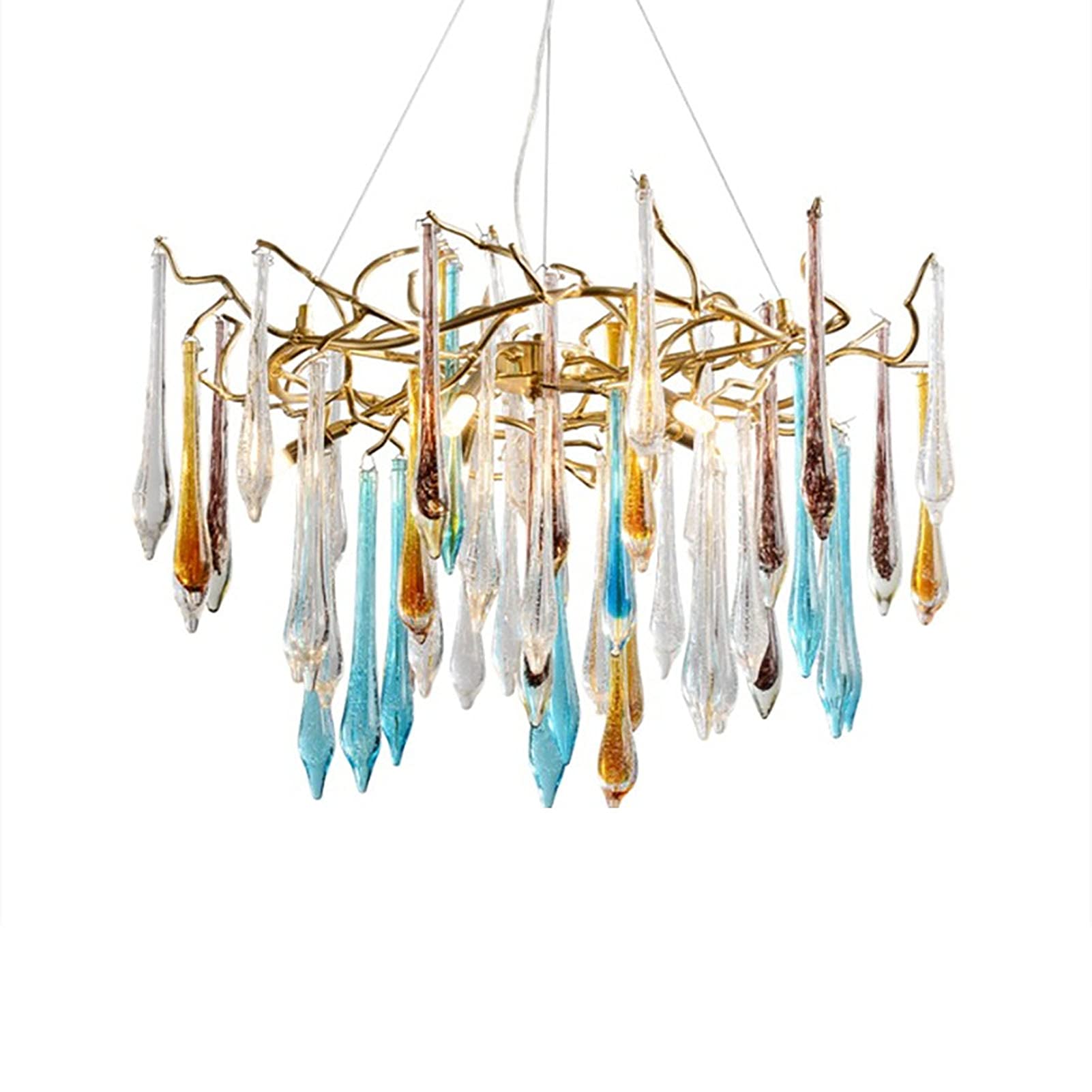 CZYLJLK Creative Branch Drop Crystal,Modern Golden Ceiling Pendant Light Simple Industrial For Living Room Dining Bedr,Luxury Clear Droplet