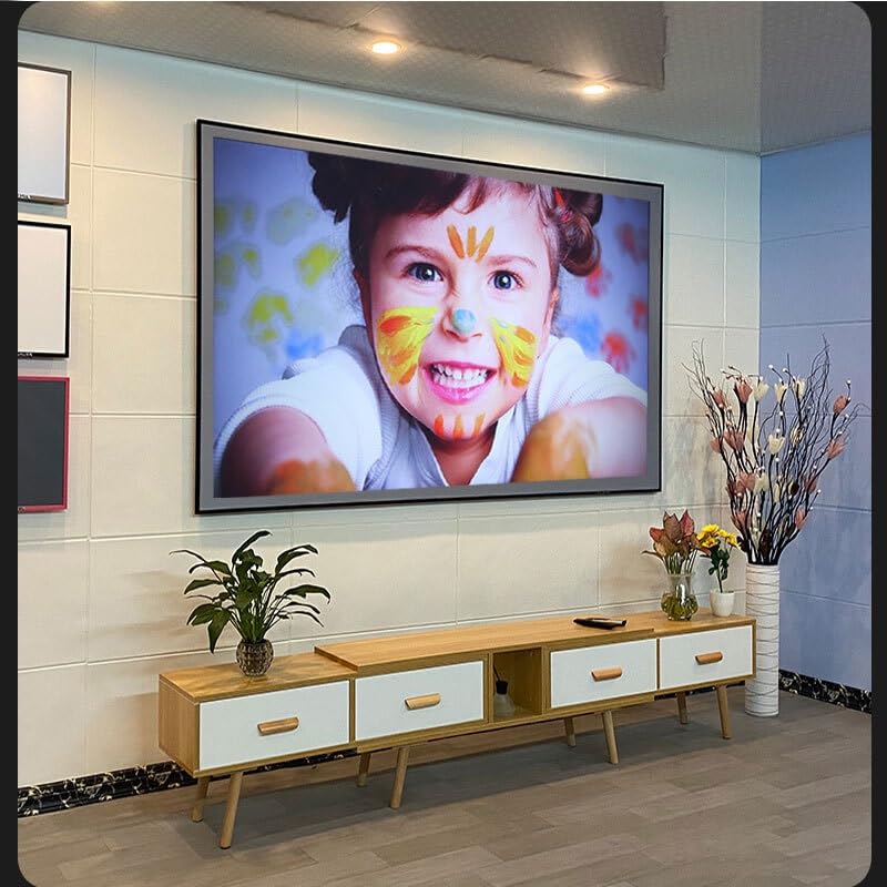 Pantalla de proyector, Pantalla de proyector Reflectante Que Mejora el Brillo Tela Tela Portátil(84 Inch)