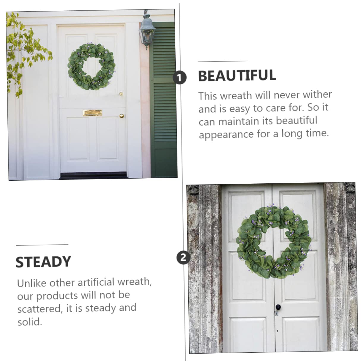 Unomor Elegant Front Door Wreath Hanger Vivid Wreath Pendant Leaf Garland Home Accessory