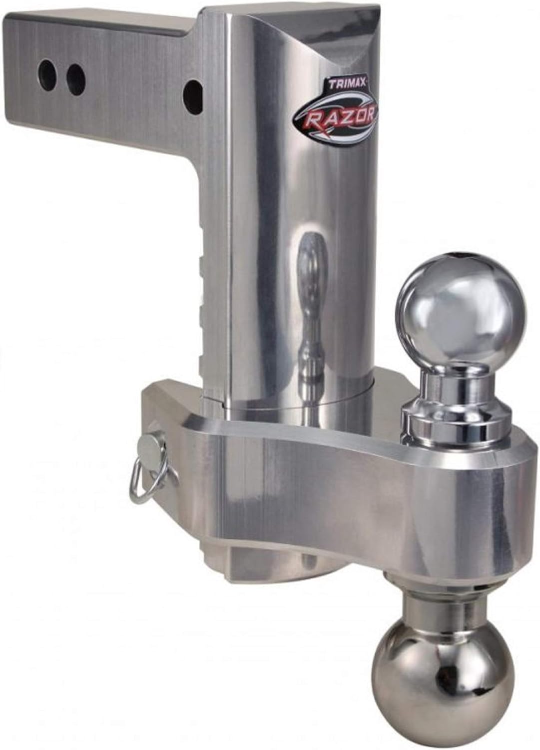 Trimax TRZ8ALHD THC250 Aluminum 8-Inch HD Adjustable Pin Clip Drop Hitch and 2.5-Inch Hitch Anti-Rattle Clamp