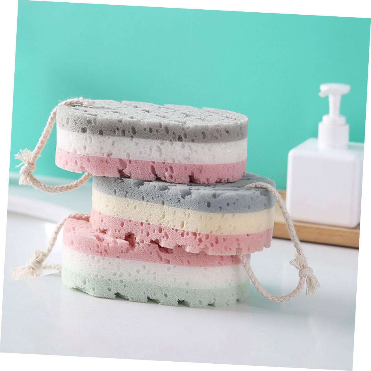 minkissy 4 Set Di Spugne Per Doccia Luffa Scrub Esfoliante Spazzola Per Il Corpo Massaggio Delicato Articoli Per Il Bagno 6 Pezzi*4