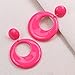 60s 70s Earrings for Women Acrylic Hot Pink Earrings for Women Dangle Retro Disco Earring 70s Accessories Women Big Round Circle Drop Dangle Vintage Groovy Earring 90s 80s 60s Jewelry (hot pink)