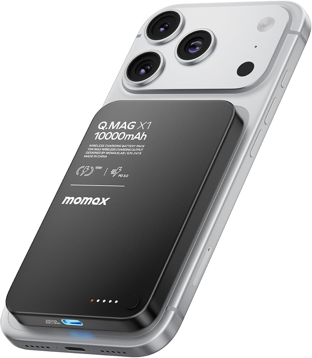 Power Bank inalámbrico magnético de 10000 mAh, cargador portátil ultradelgado compatible con MagSafe de 0,5 pulgadas, carga rápida USB-C PD de 20 W, para iPhone 17/16/15/14/13/12 Series, Samsung Galaxy y Google Pixel