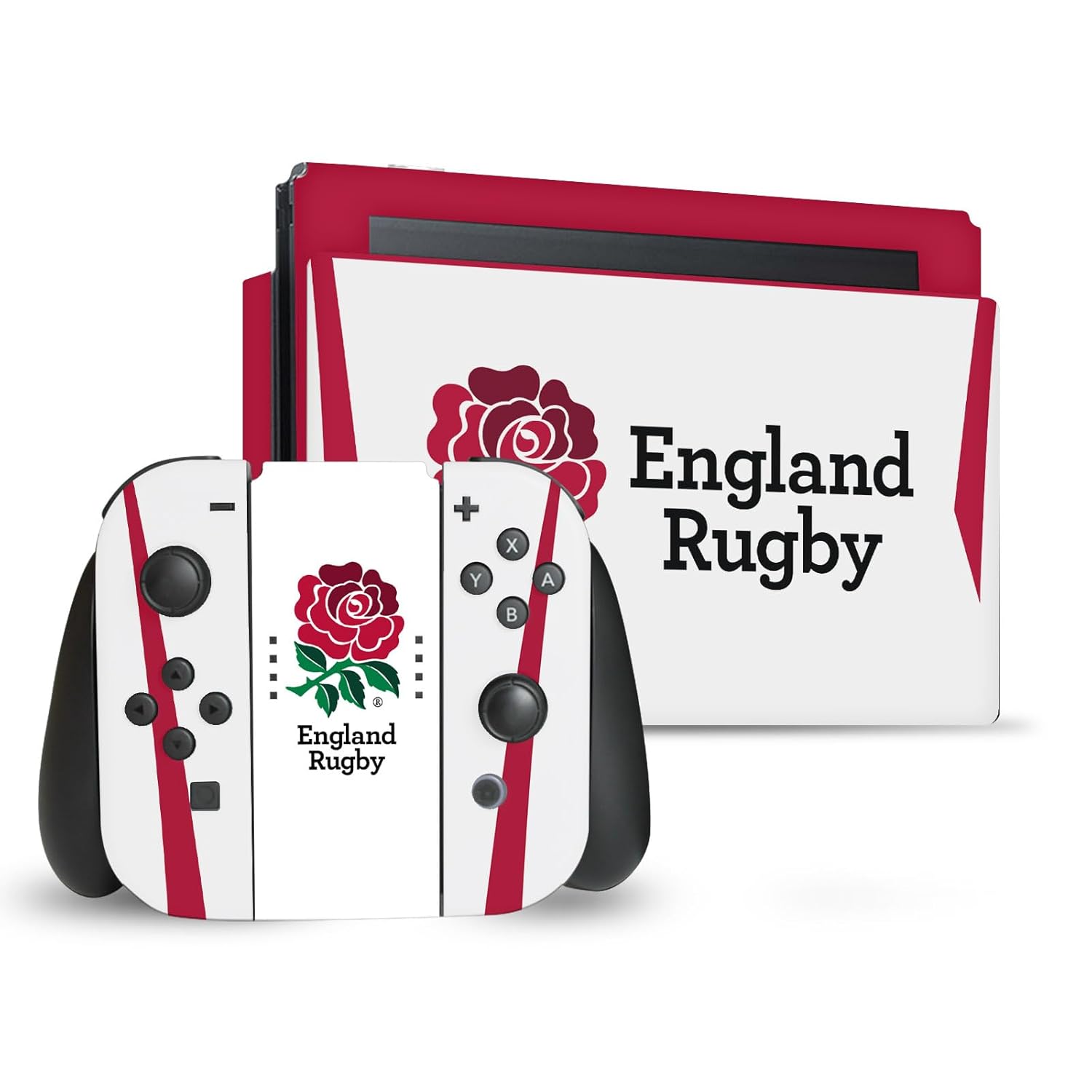 Head Case Designs Officially Licensed England Rugby Union Home 2025/26 Crest Kit Vinyl Sticker Gaming Skin Decal Cover Compatible With Nintendo Switch Console & Dock & Joy-Con Controller Bundle