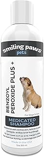 Smiling Paws Pets - Itch Relief Shampoo for Pets - Contains Benzoyl Peroxide - Kills Fleas - Relieves Allergies, Itching, Dermatitis, Mange, Dandruff, Acne, Demodex, Seborrhea, Pyoderma - 12oz