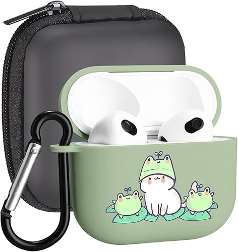 MAYCARI Funda compatible con Airpods de 3 generación, bonita funda para Airpods 3, funda protectora con estampado de rana para mujeres y niñas con