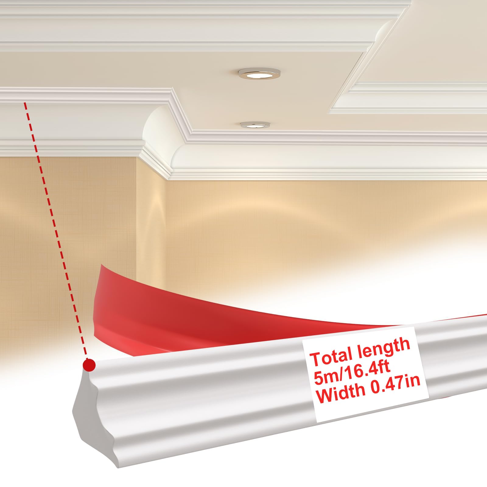 Moldura Autoadhesiva Flexible Tira De Ajuste, 5m Molduras de Techo Triangulares de TPE, 12 x 9 mm Pelar y Pegar Molduras y Molduras, para Decoración de Pisos, Junta, Bordes de Pared
