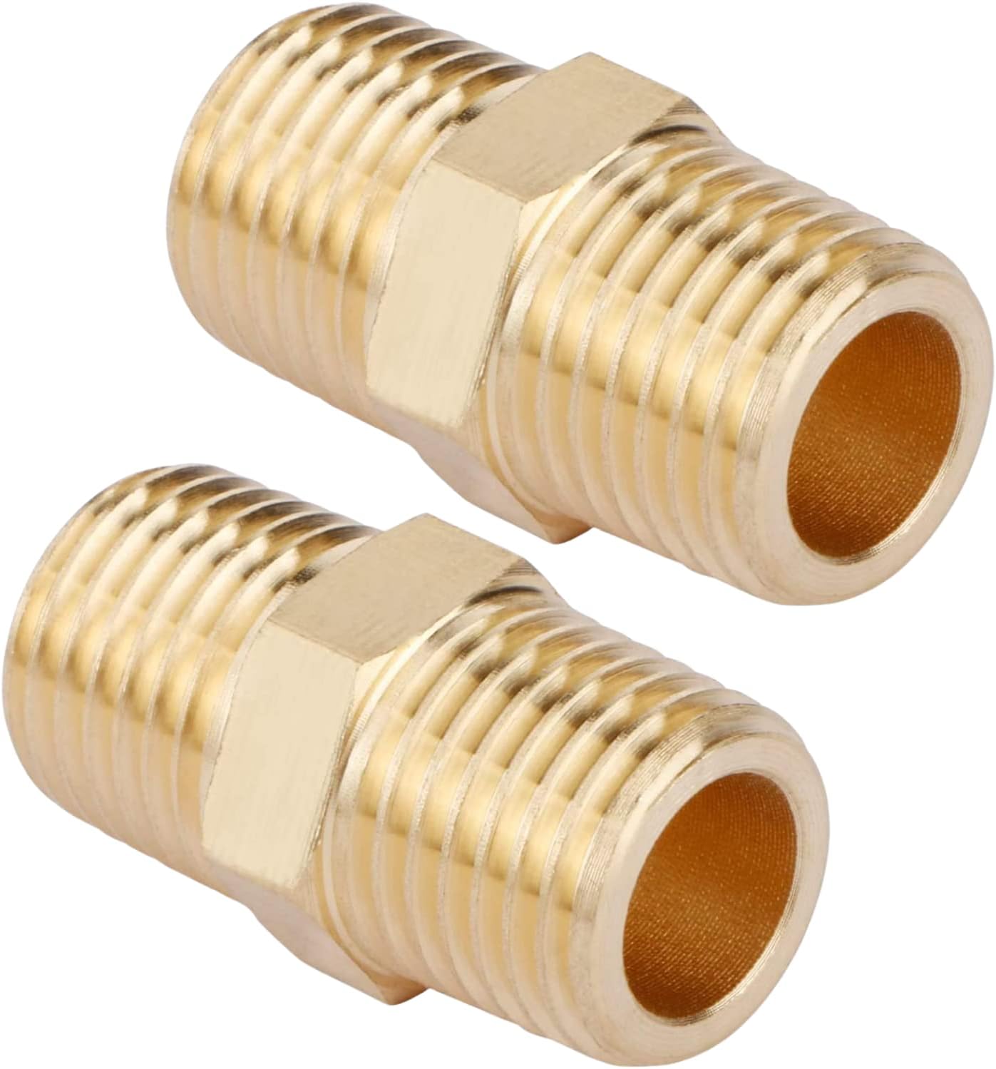 2PCS Brass Nipple Fitting 1/2" to1/2" NPT Male Hex Adapter by CX WONDERLAND