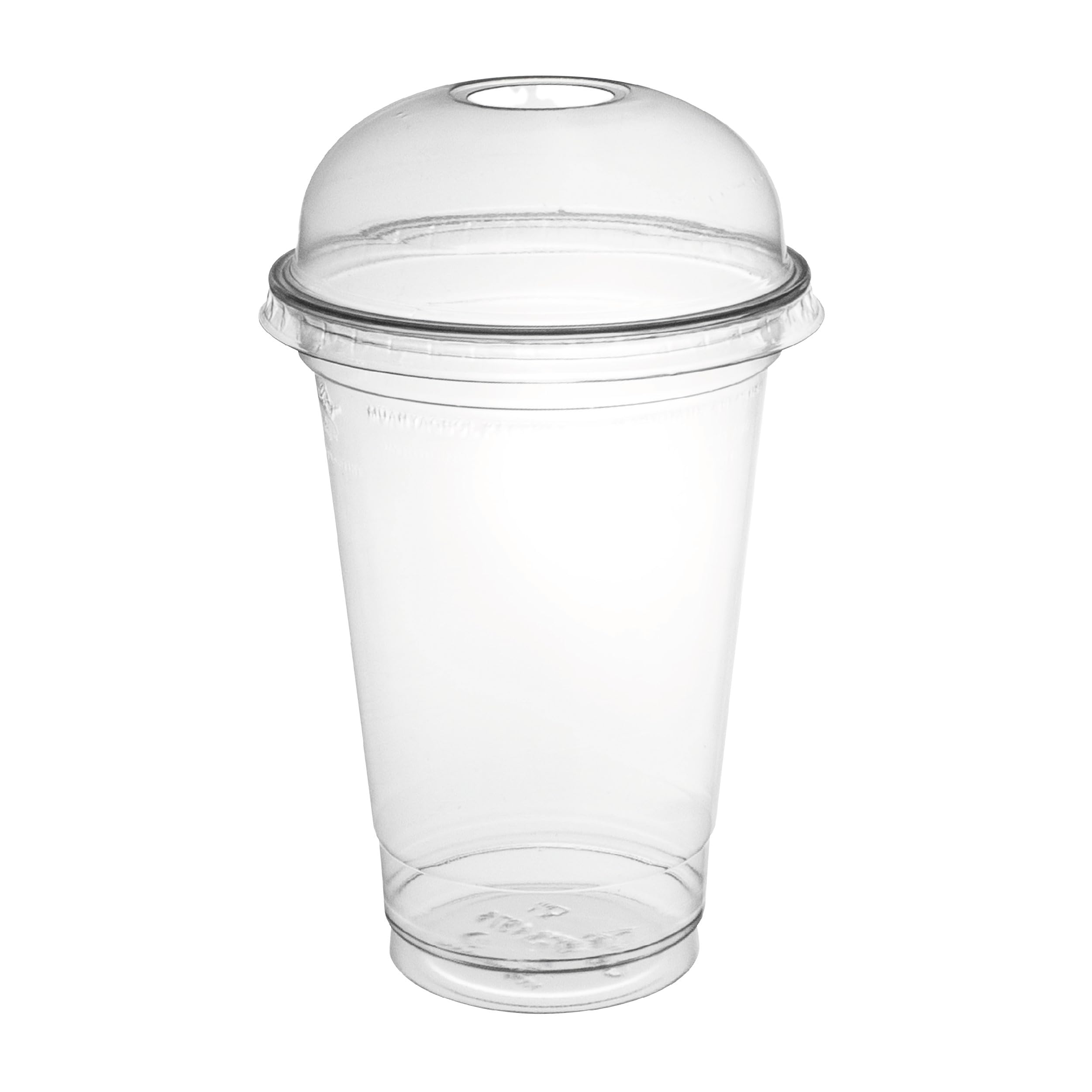 Smoothie Becher to Go 400ml Ø95mm inkl. Domdeckel mit Rundloch 50 Stk. Plastikbecher Trinkbecher Einwegbecher Dessertbecher Eiskaffee Bubble Tea Becher Cocktail Gläser (50, 400ml.)