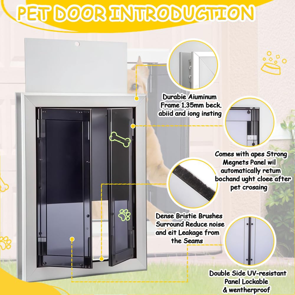 Hundeklappe Aus Aluminium Mit Paneelen, Robuste HundetüR Mit Automatisch SchließEnden Magnetklappen, Einschiebbares Paneel Und 4 SicherheitsschlöSser