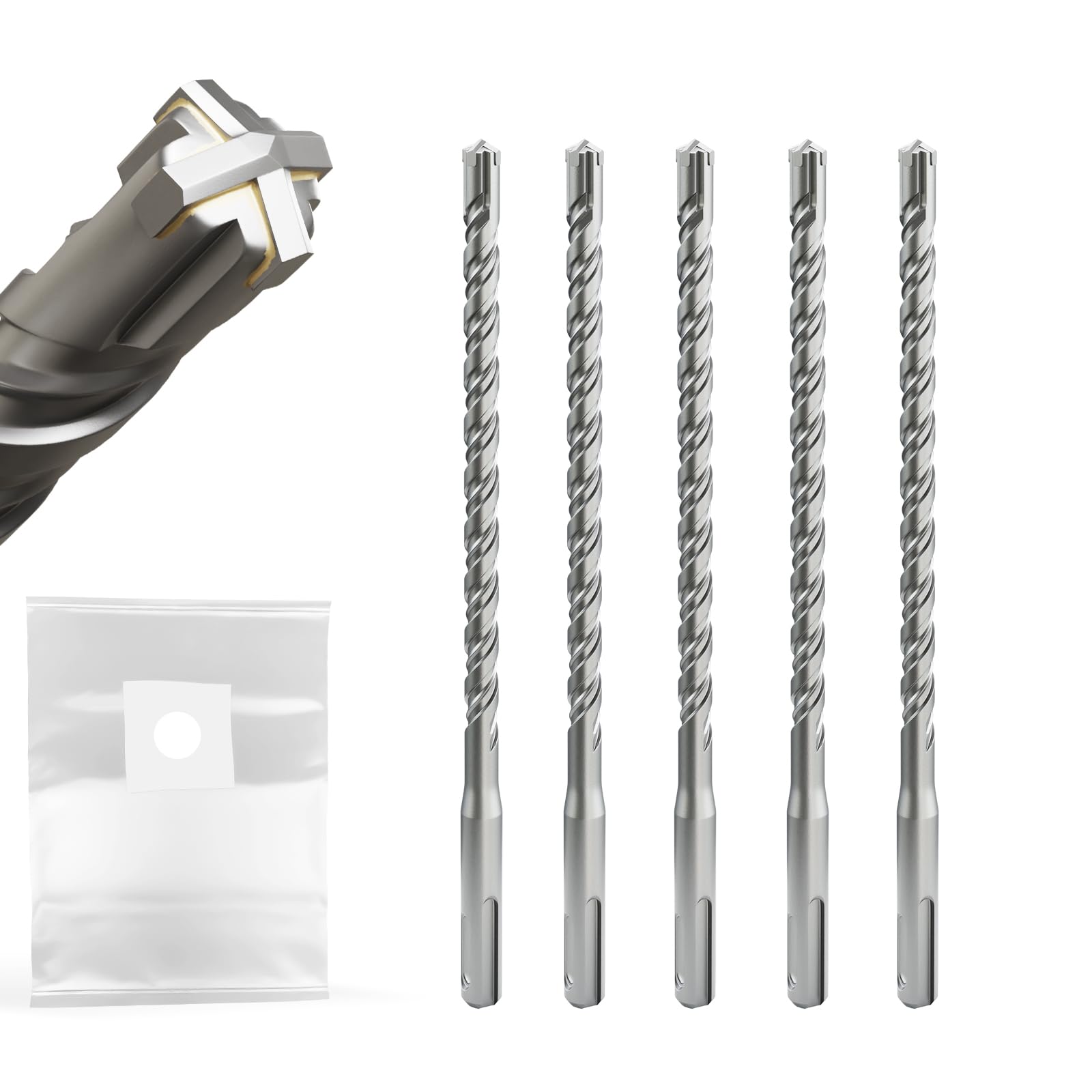 SDS Plus Drill Bit Set 8 mm x 160 mm Professional Carbide Reversible Cutting for Concrete, Masonry & Stone - 5 Pieces, Durable and Powerful โ image 1