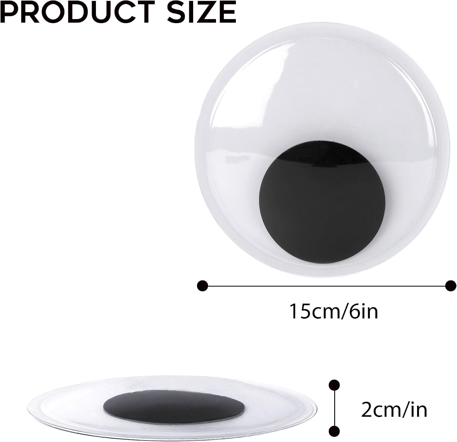 Axlksia 6 Inches Large Googly Eyes Self Adhesive, 2 Pcs Novelty Wiggle Giant Googly Eyes, Black White Big Googly Eyes for DIY Crafts Christmas Tree Decoration