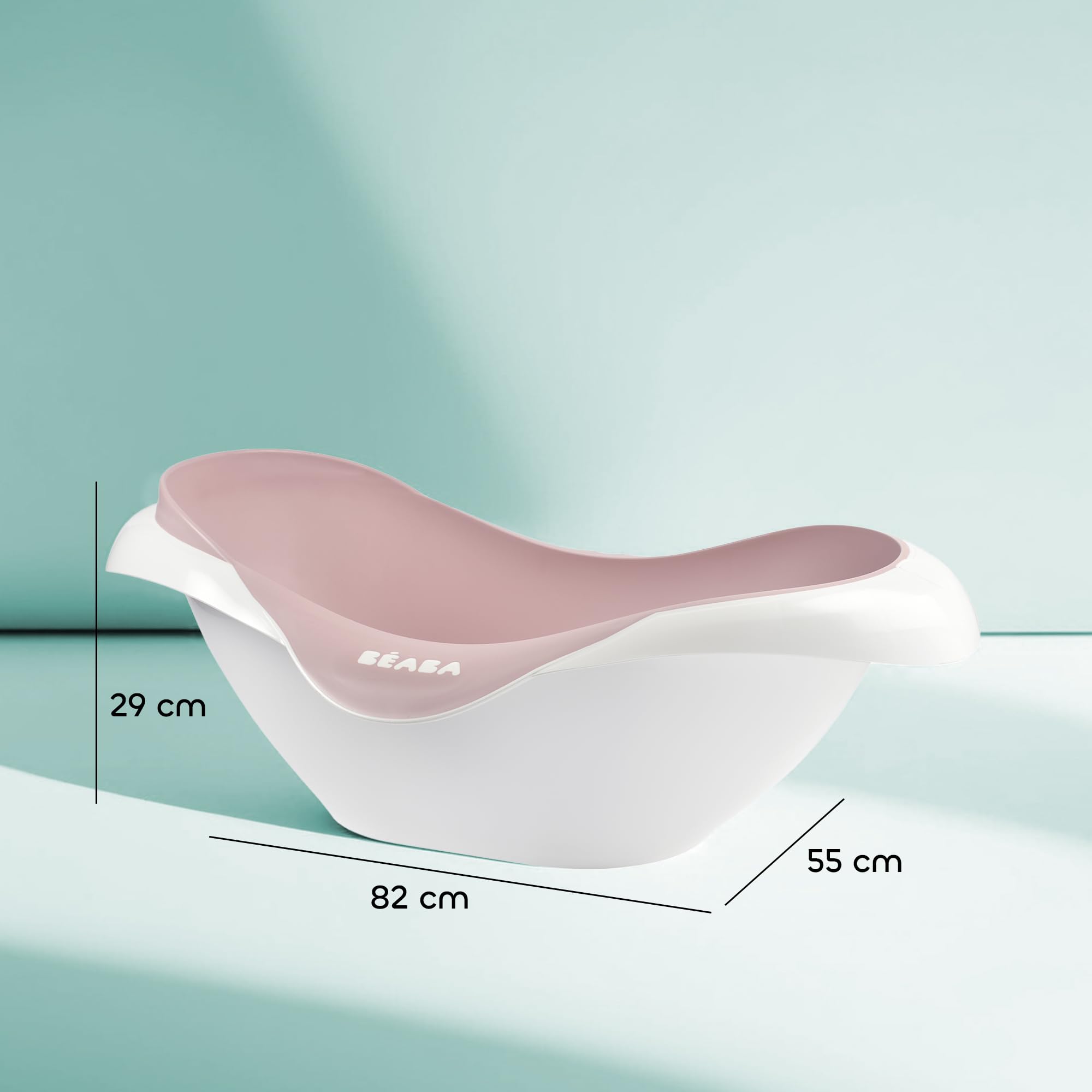 BÉABA - Vaschetta Baby per Bagnetto Neonati, Antiscivolo e Comoda, Ergonomica e Multiuso, Materiale Flessibile e Delicato, Tappo per Svuotare il Prodotto, Camélé'O, Made in France, Rosa