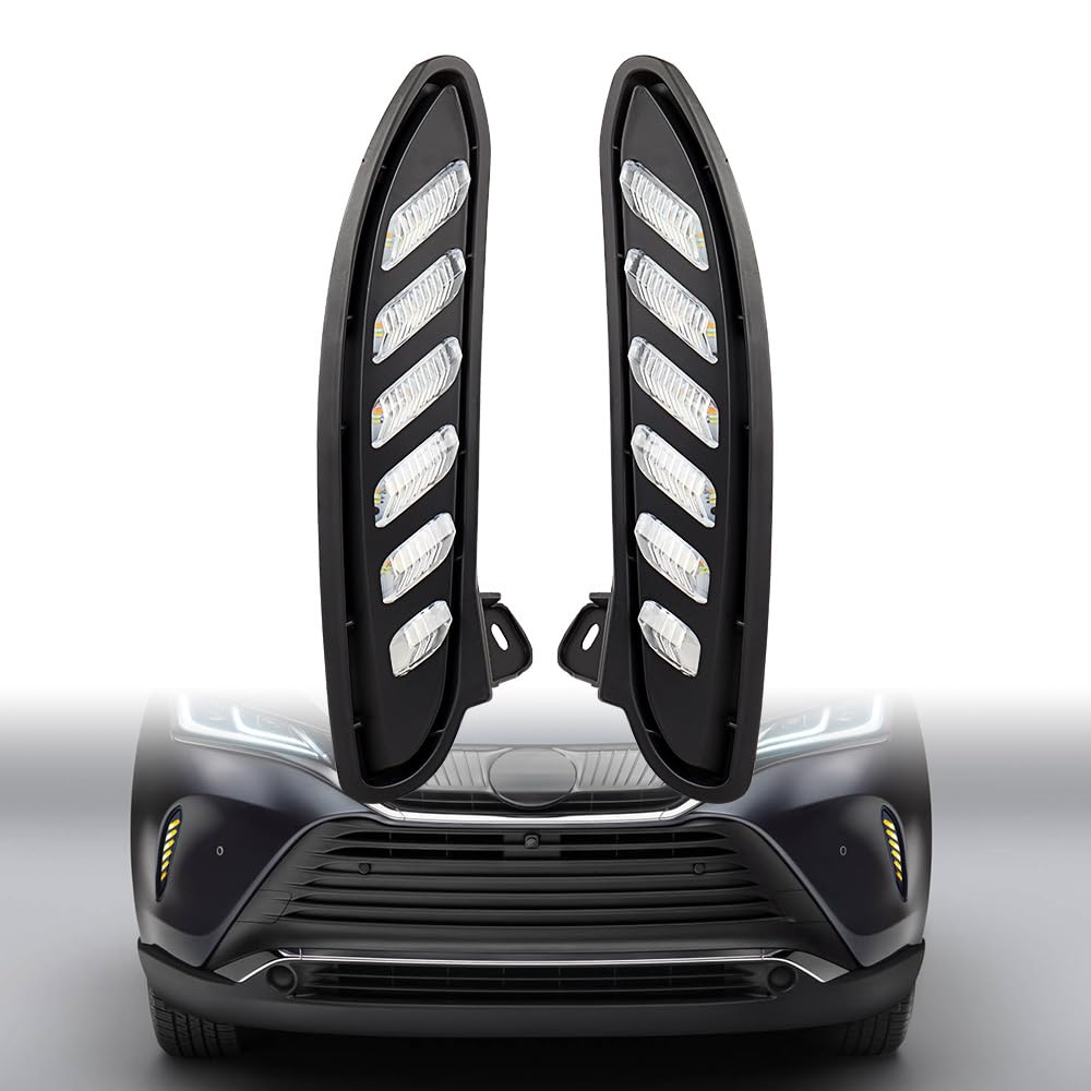 Anzios Compatible with 2021-2022 Toyota Venza 2X 72W All-in-One White/Amber/Blue Flashing Daytime Running Light City Turn Signal Lamp DRL Amber-OFF