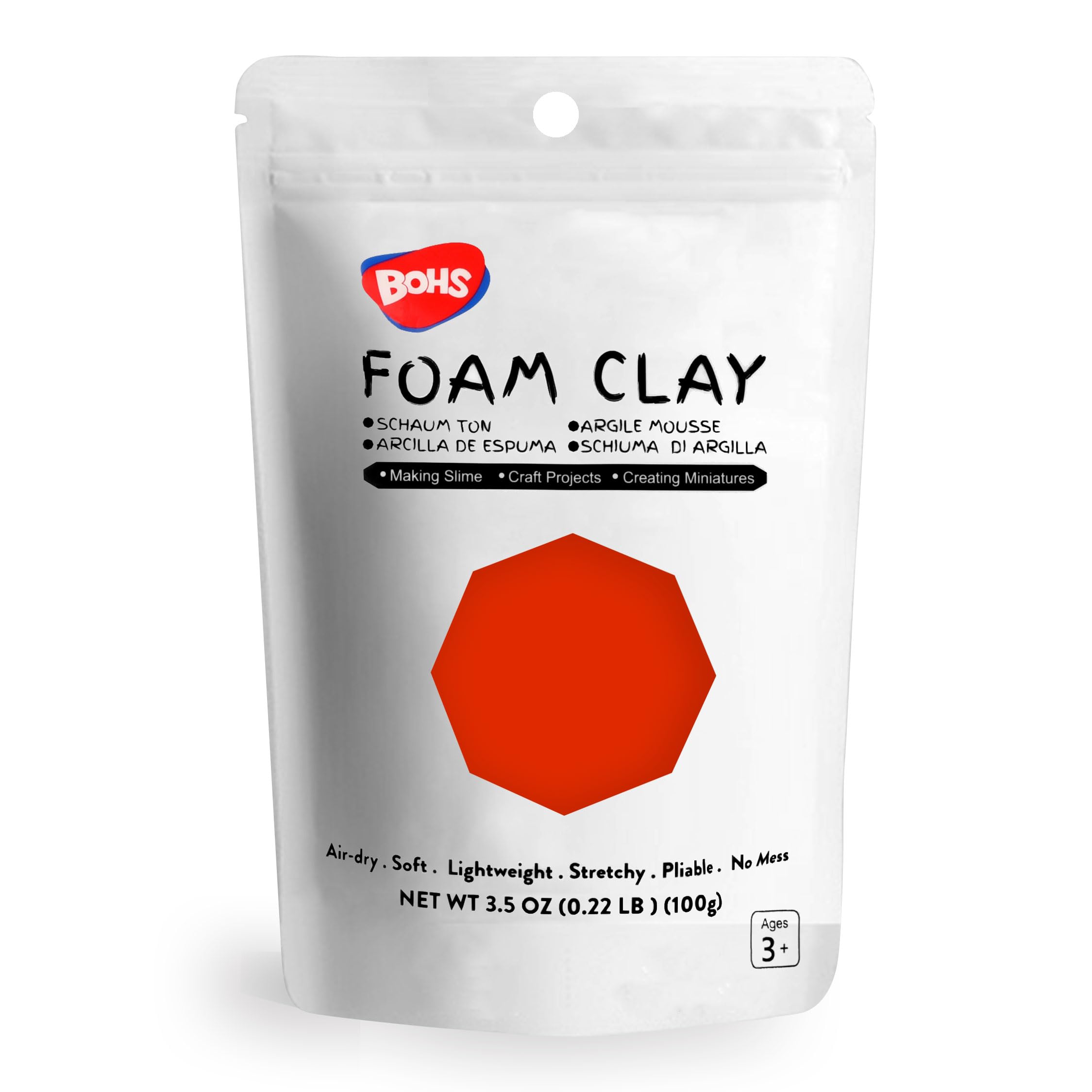 BOHSRed Foam Clay - Squishy,Soft, Air Dry -for School Project,Cosplay,Fake Bake, Slime Supplies-100 Grams