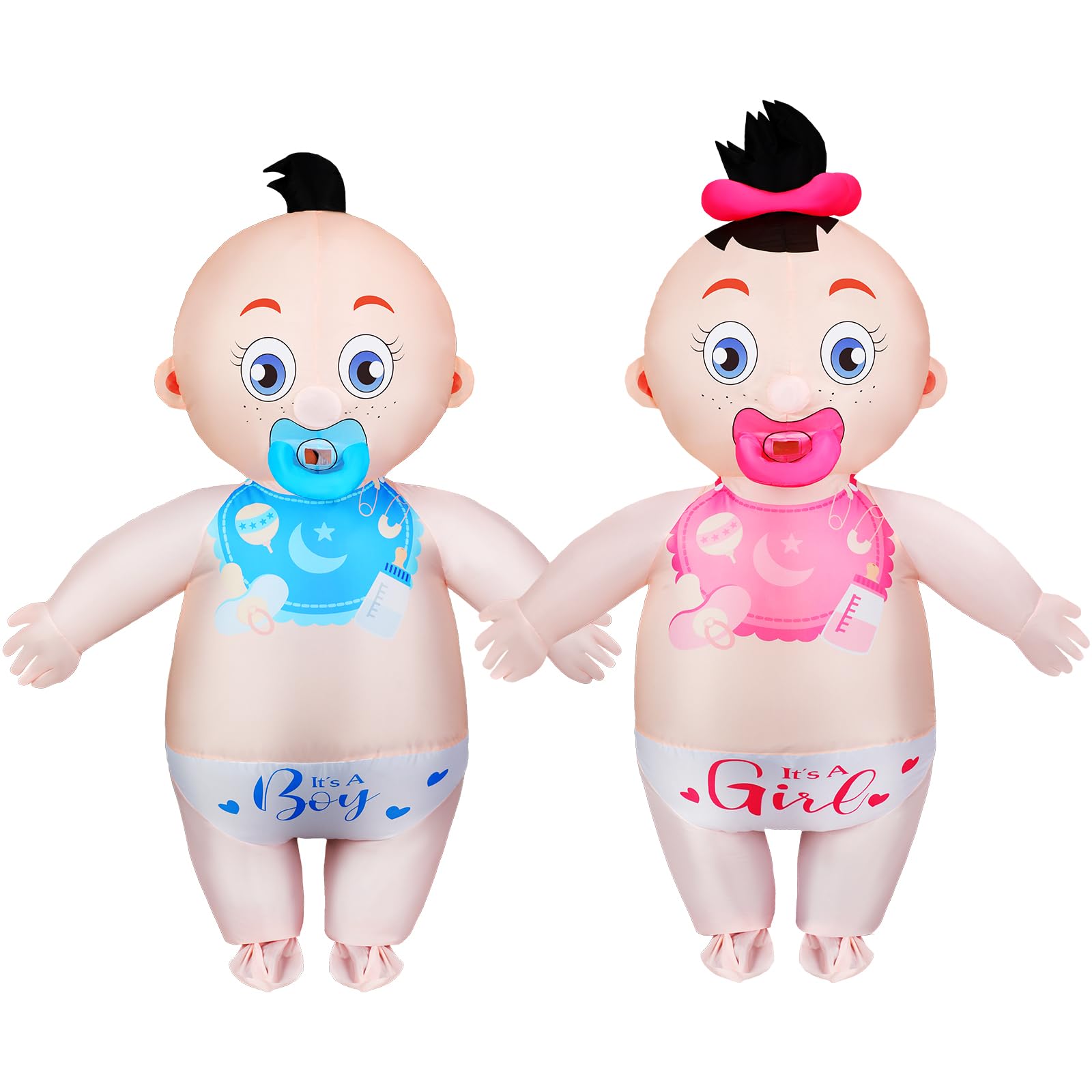 2 Pcs Giant Inflatable Baby Costume 96 Inch Gender Reveal Boo Boo Costume for Girls and Boys Baby Shower Party Outfit