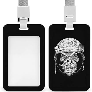 Gorilla Soldier ID Badge Holder Name Tag Card with Neck Lanyard for Men Women