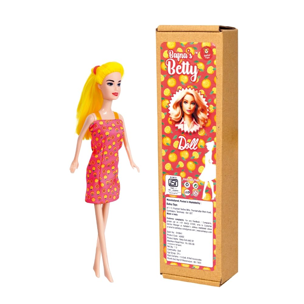 Bafnas Betty Peary Pear Dolls for Kids | Colorful Soft Hair | Moveable Arms and Legs | Suitable for 3+ Years | Diwali Gifts | Multicolor (B0DHY41QRG) Amazon Price History, Amazon Price Tracker
