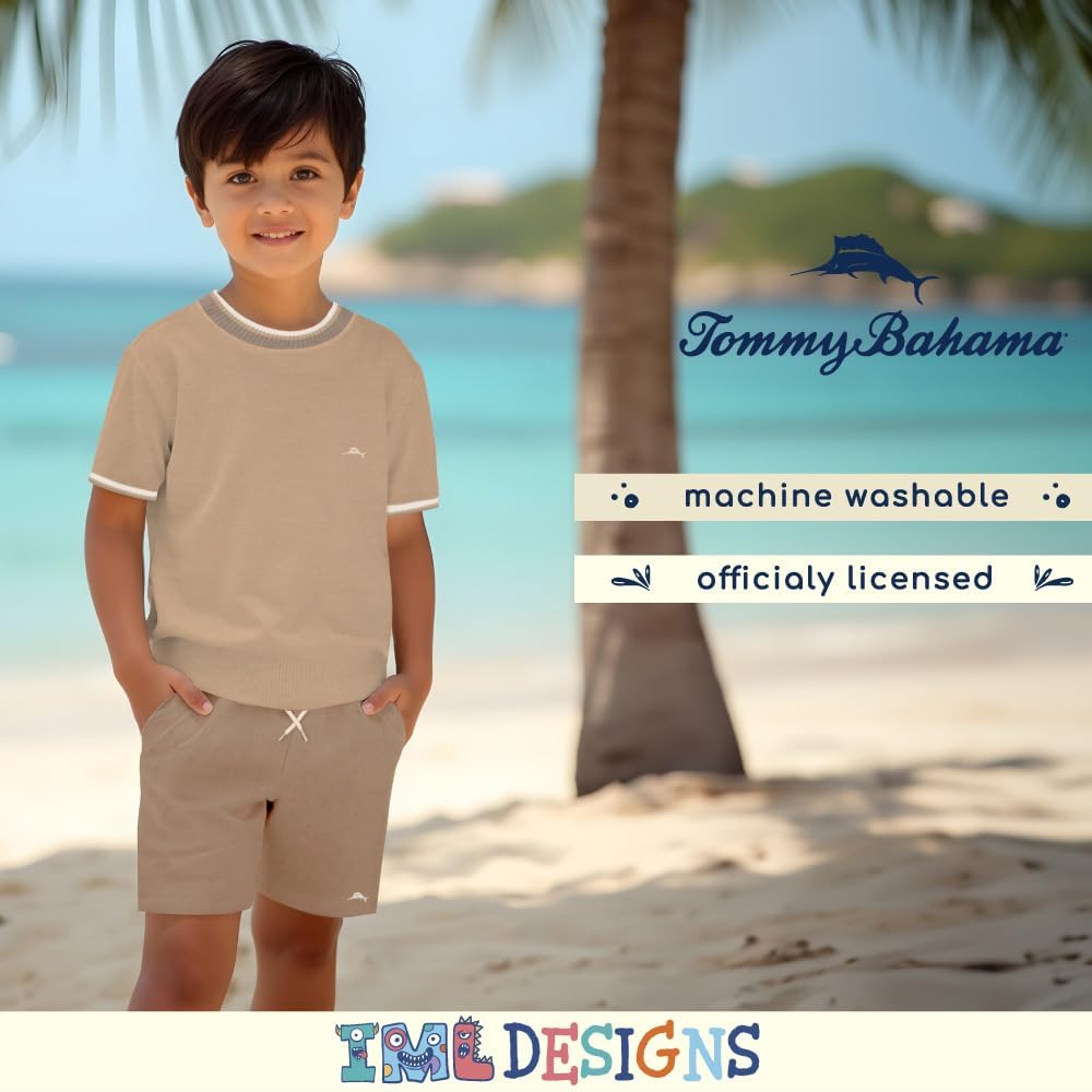 Tommy Bahama Boys Casual Crewneck Short Sleeve T-Shirt & Elastic Waist Shorts Set, 2-Piece Summer Outfit for Kids - Image 4
