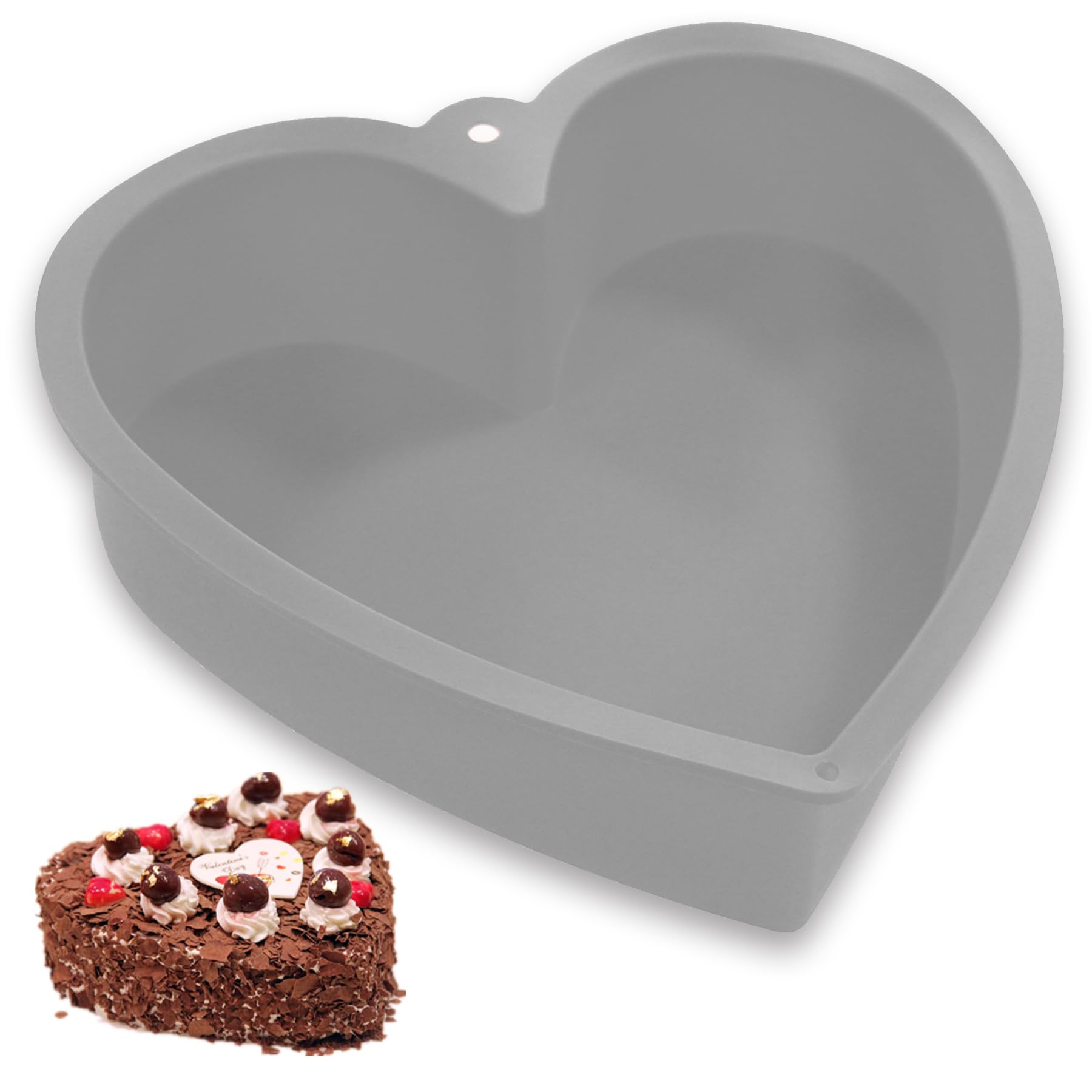 Silicone Heart Mold Baking Pan Inch Large Deep Shaped Mold Grey