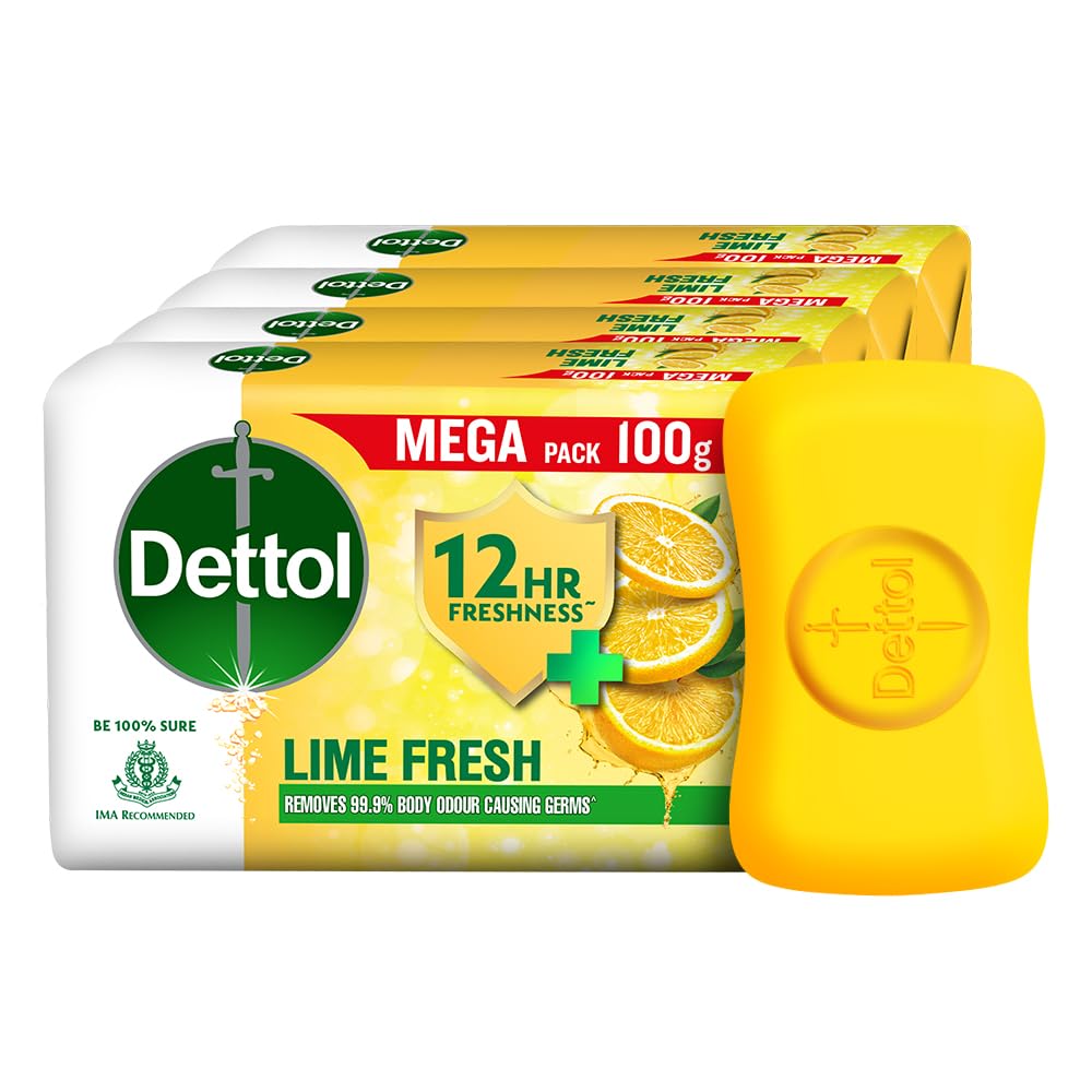 Lime Fresh (Lime Cool) Bathing Soap Bar with 12hr Freshness (400gm) |Long Lasting Freshness, 100gm Pack of 4