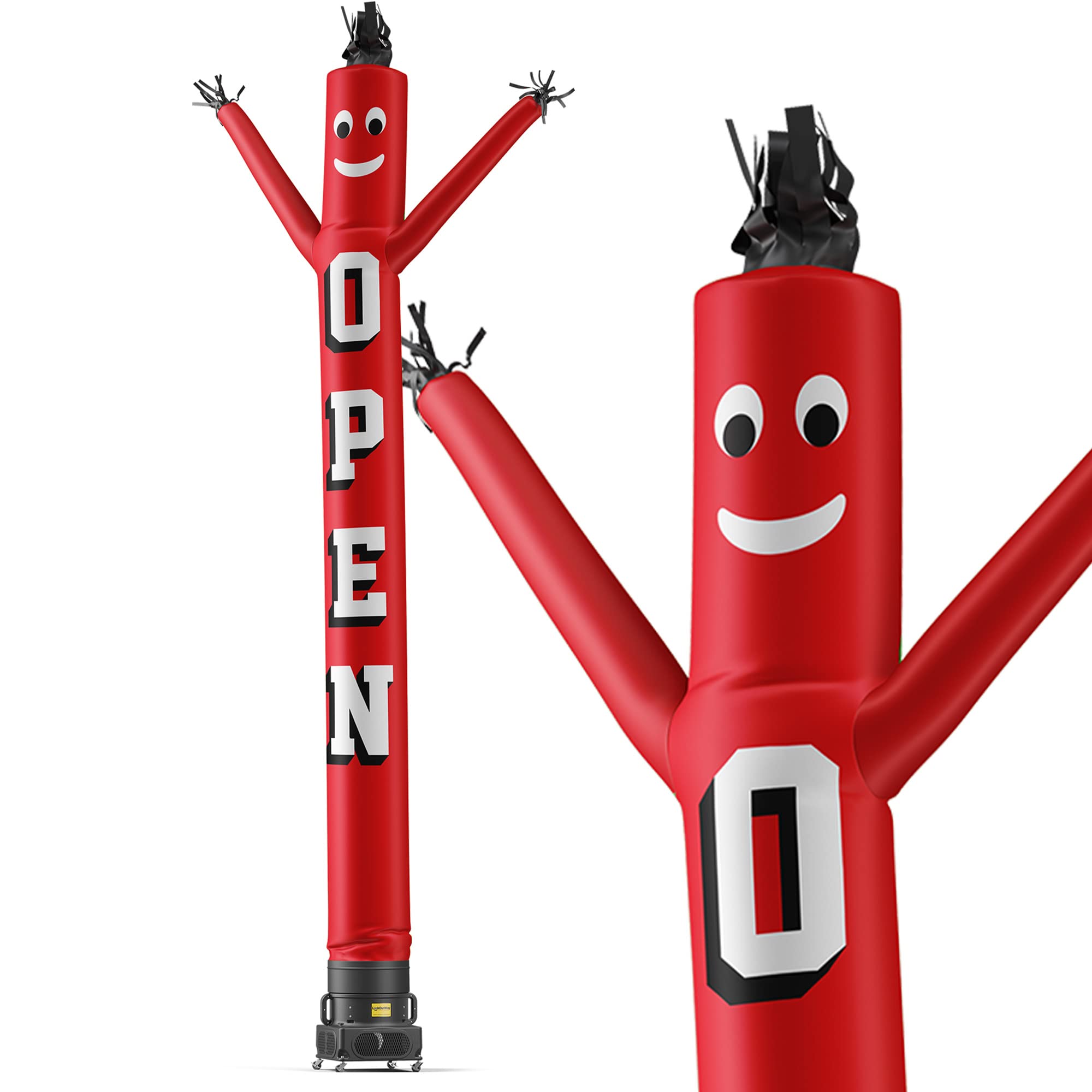 Photo 1 of LookOurWay Air Dancers Inflatable Tube Man Set - 20 Feet Tall Wacky Waving Inflatable Dancing Tube Guy with 1 HP Blower for Business Promotion - Open Red