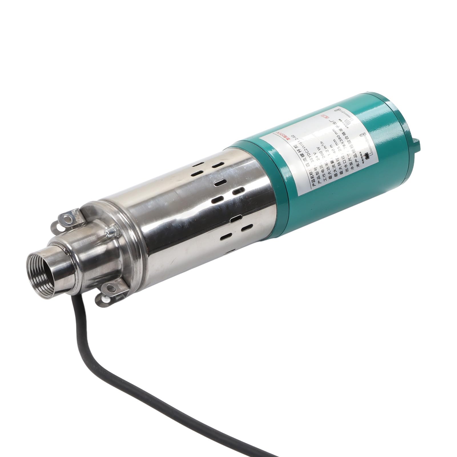 FTVOGUE Bomba Sumergible Solar Bomba de Pozo Profundo de Acero Inoxidable DC24V 260W Motor de Cobre con Cepillo 1.2m3 H 40m Elevación Salida de 25 Mm para Transferencia de Agua de Sumidero de Riego